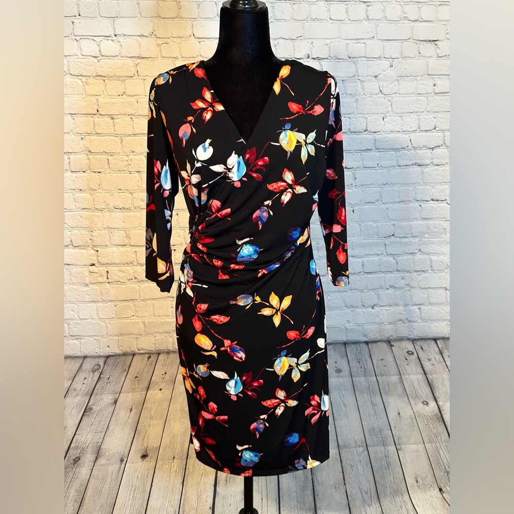 Jennifer Lopez 3/4 Sleeve Back Floral Dress